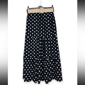 MADE IN ITALY Polka Dot Maxi Skirt - Black and White